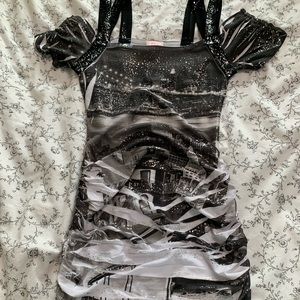 White and black dress